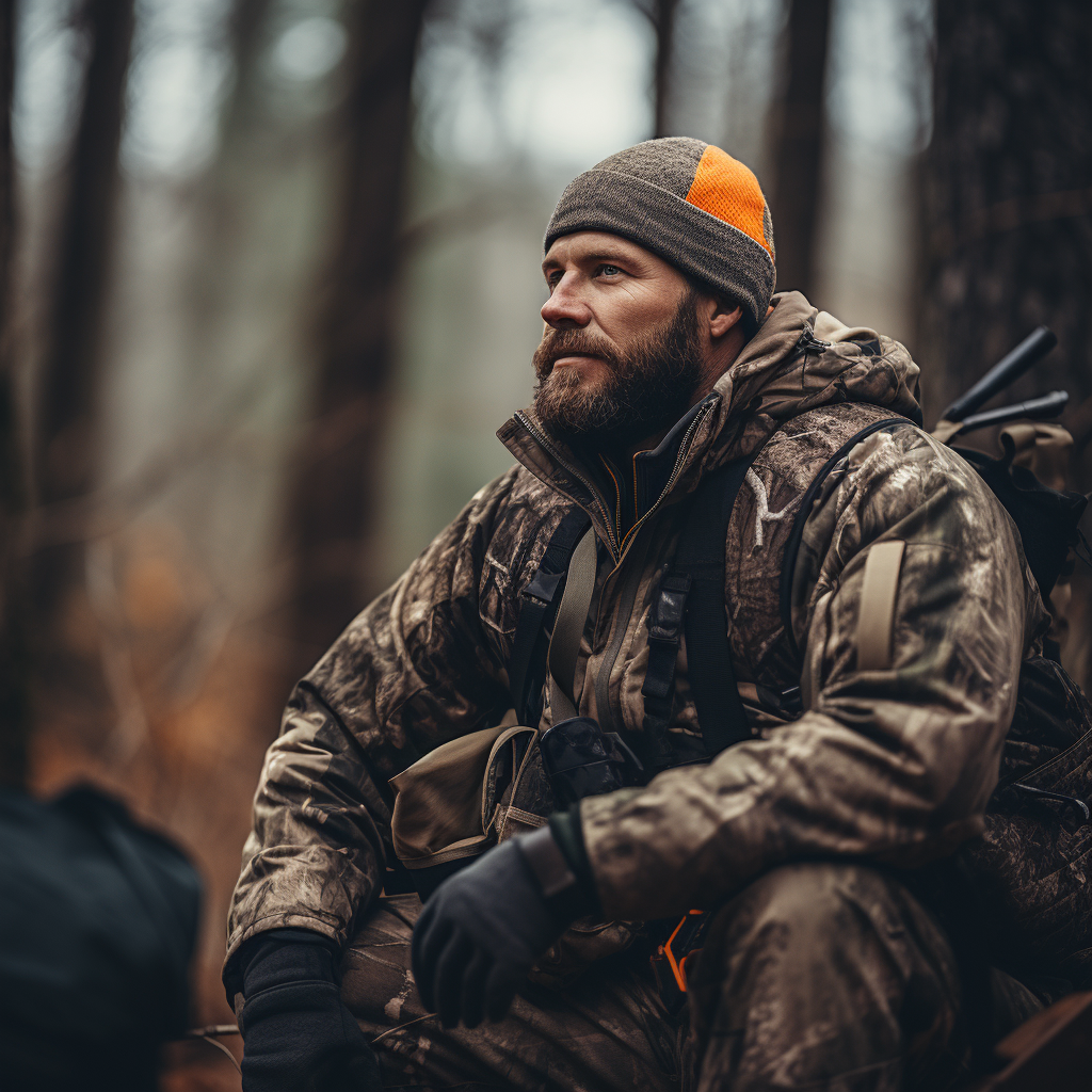 Hunter with Gun in Woods