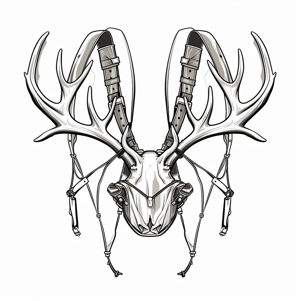 Line art of elk antlers on hunting pack