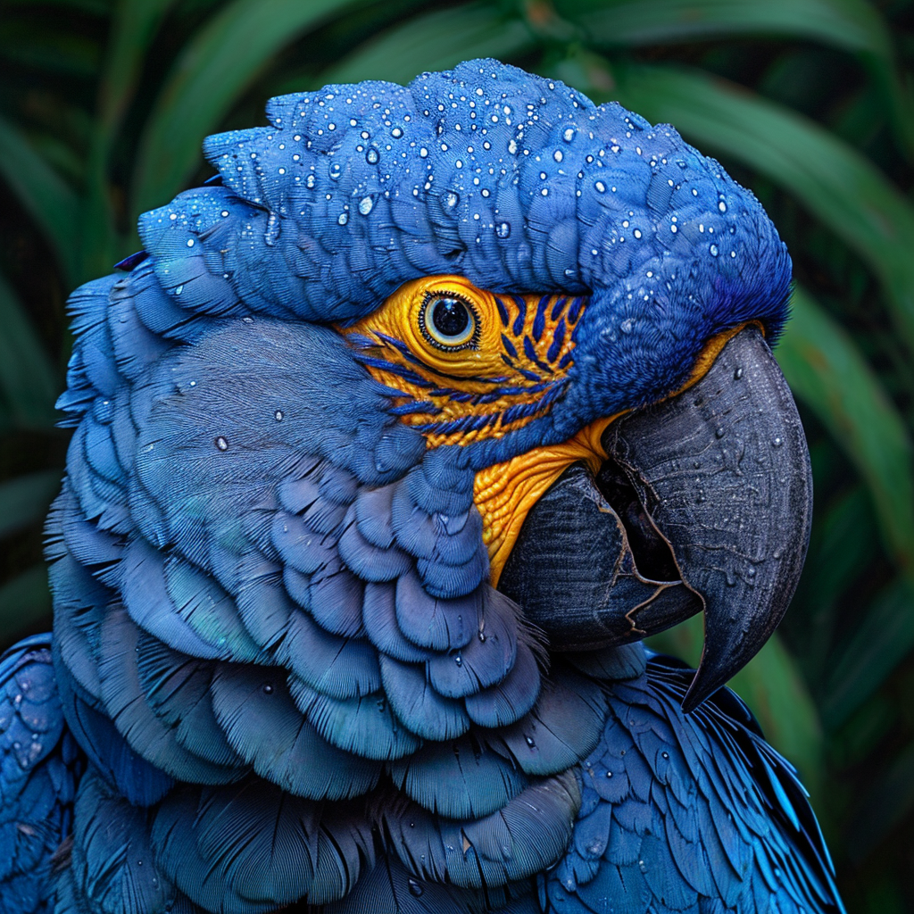 Hyacinth macaw bird in flight