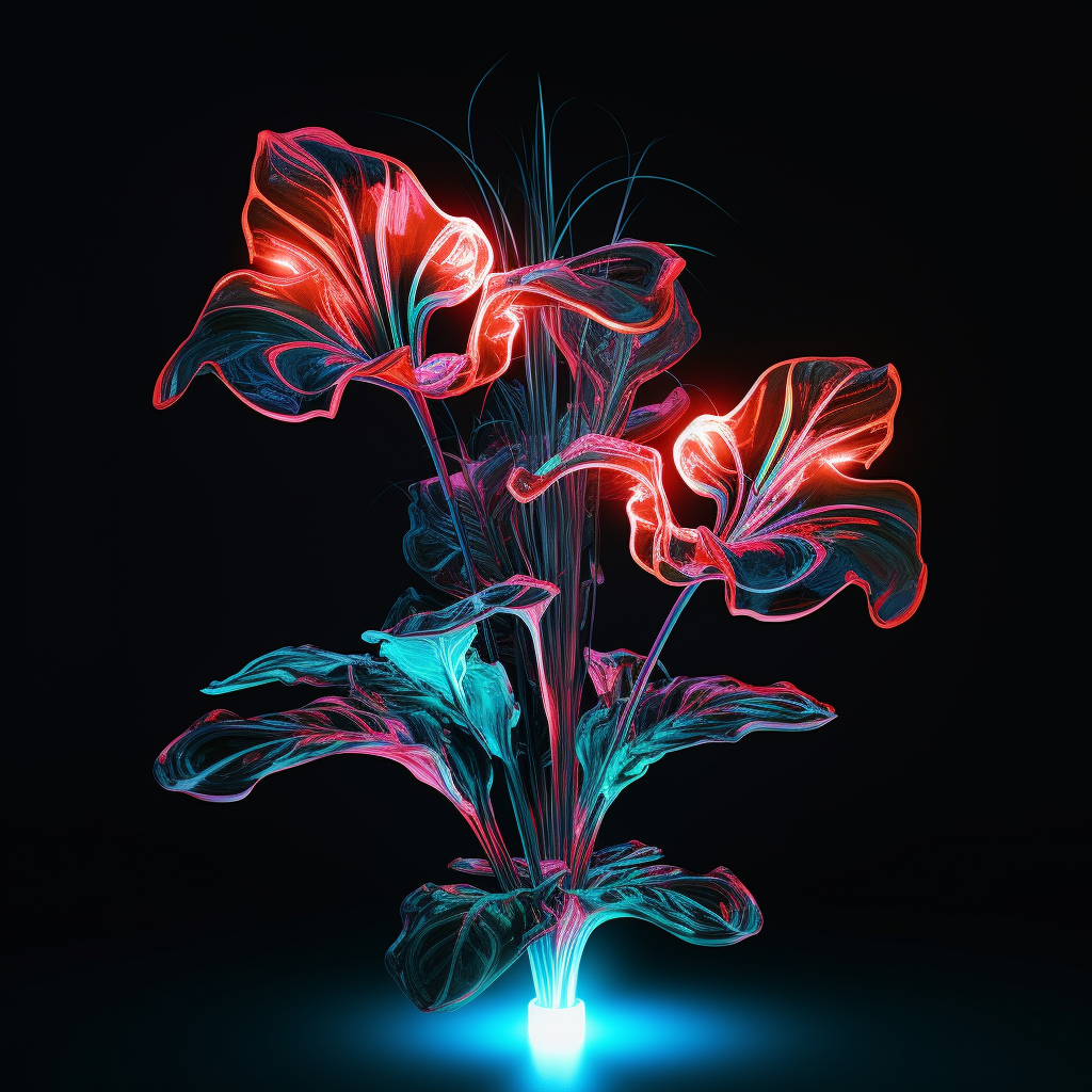 Hybrid Android Half Plant in Neon Lights