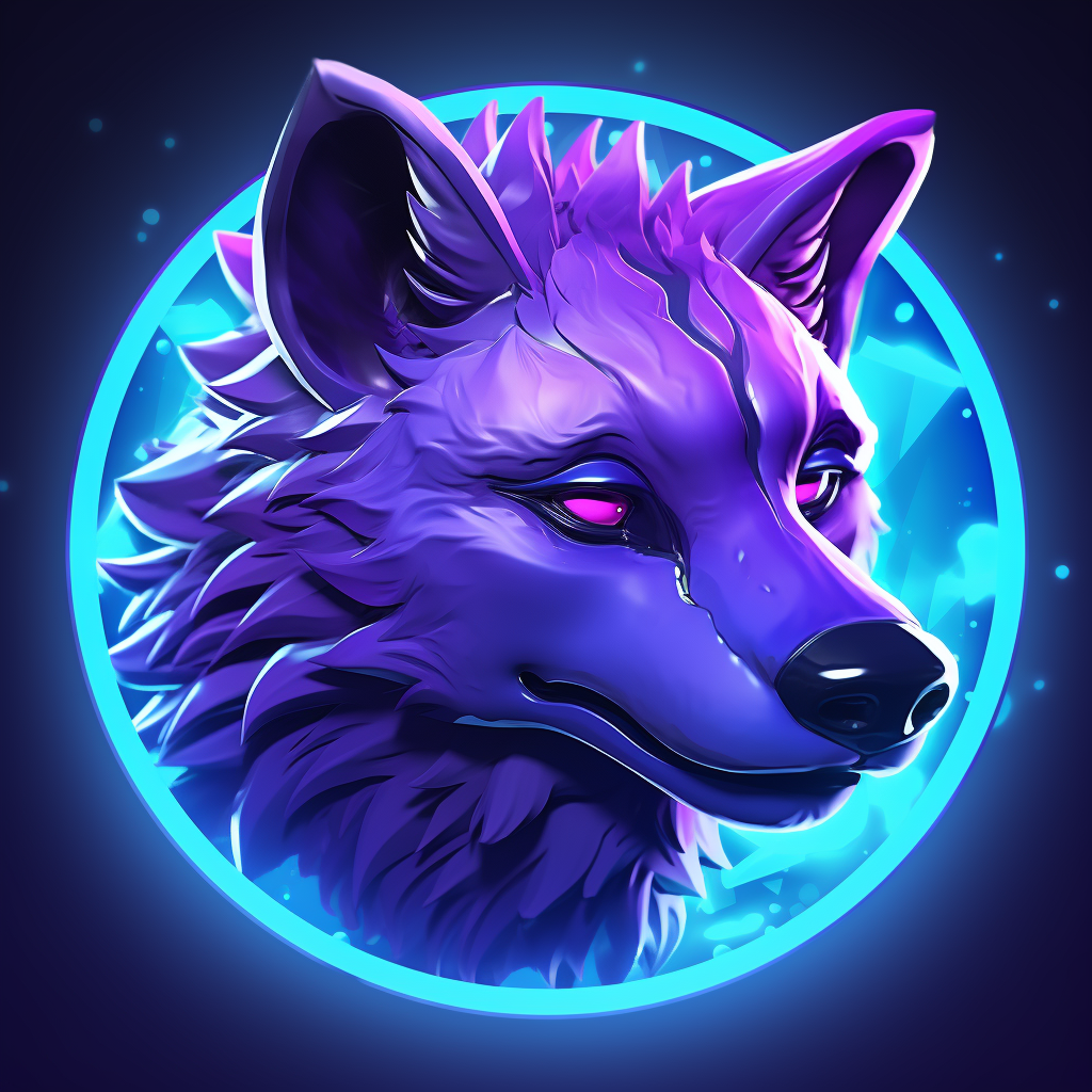 Glowing purple and blue Hyena 3D Icon