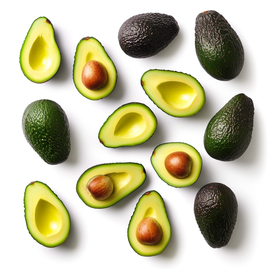 Hyper Realistic Avocados on White Background