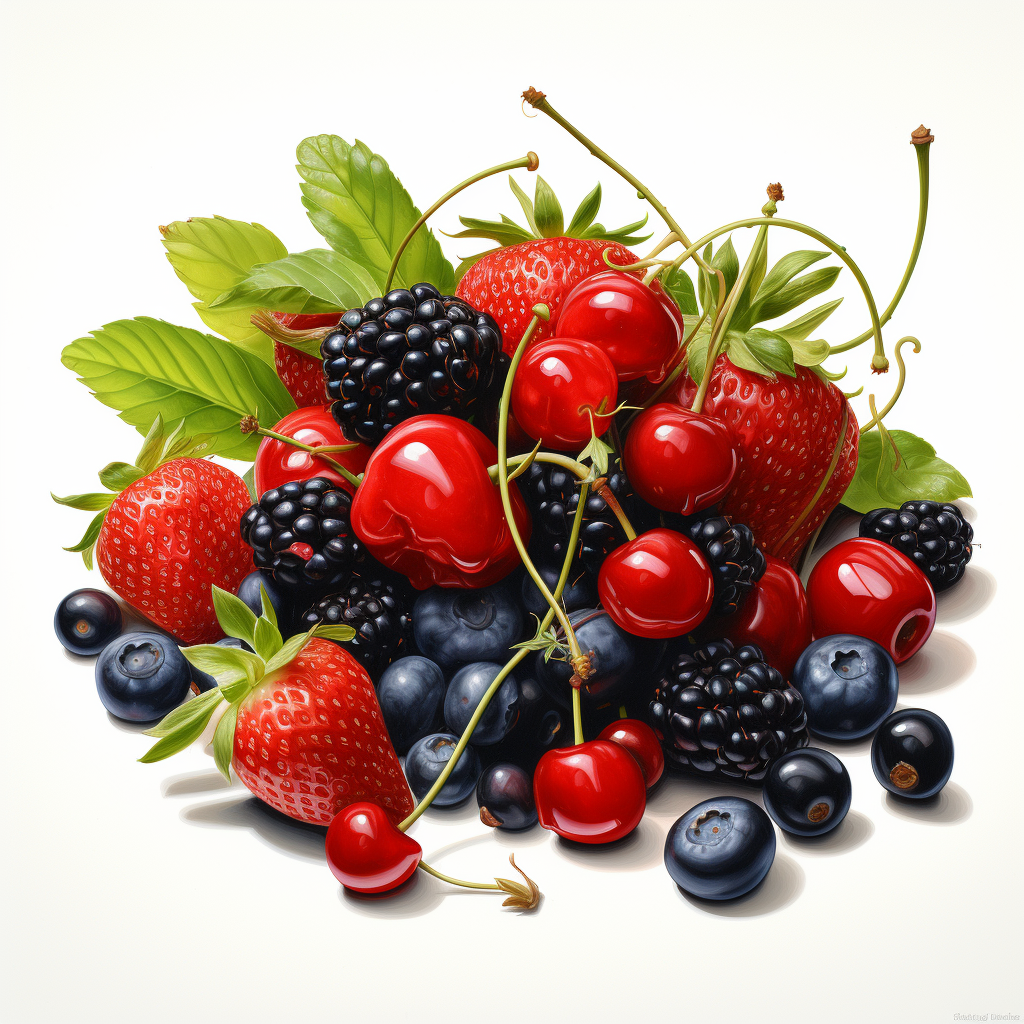 Fresh and Juicy Berries on White Background