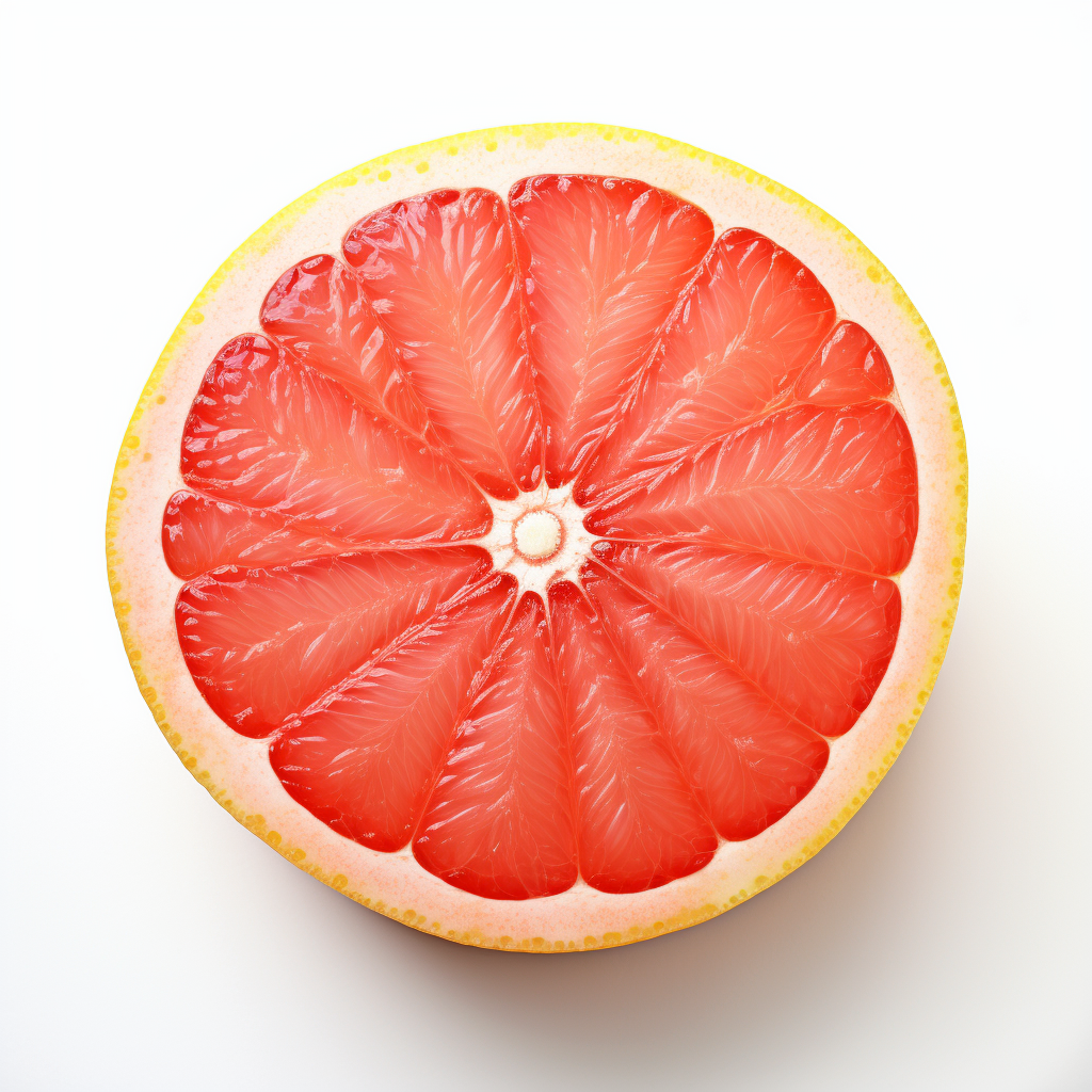 Hyper Realistic Entire Grapefruit on White Background