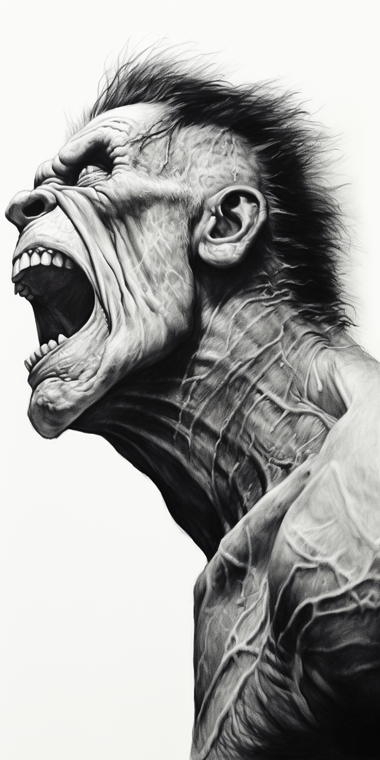 Frankenstein screaming in hyper-realistic art  ?‍♂️