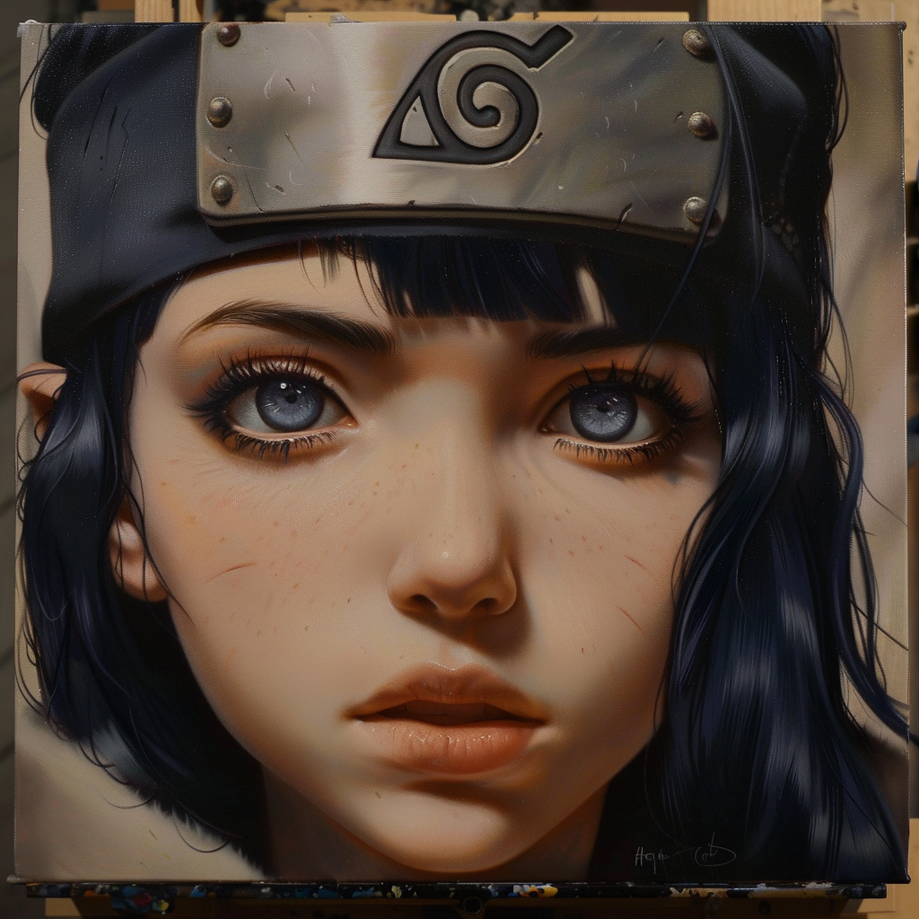 Hyper realistic Hinata portrait art