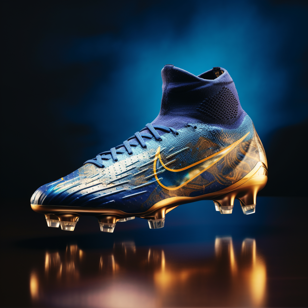 Hyper Realistic Nike Football Boots Sapphire Golden Details