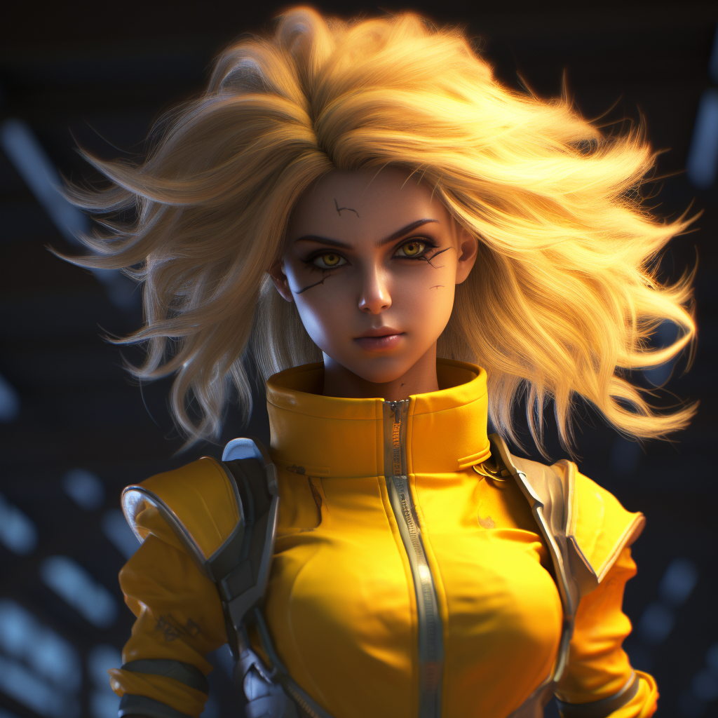 Super Saiyan girl in hyper-realistic depiction