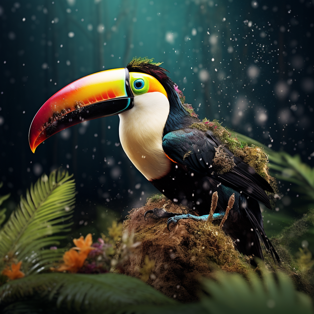 Hyper Realistic Toucan Bird with Soundwave