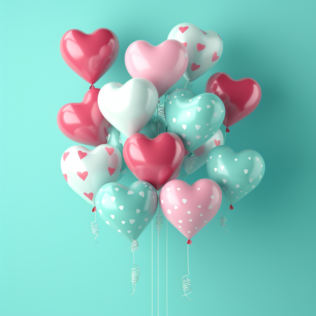 Hyperpop Valentines Celebration on Turquoise Background