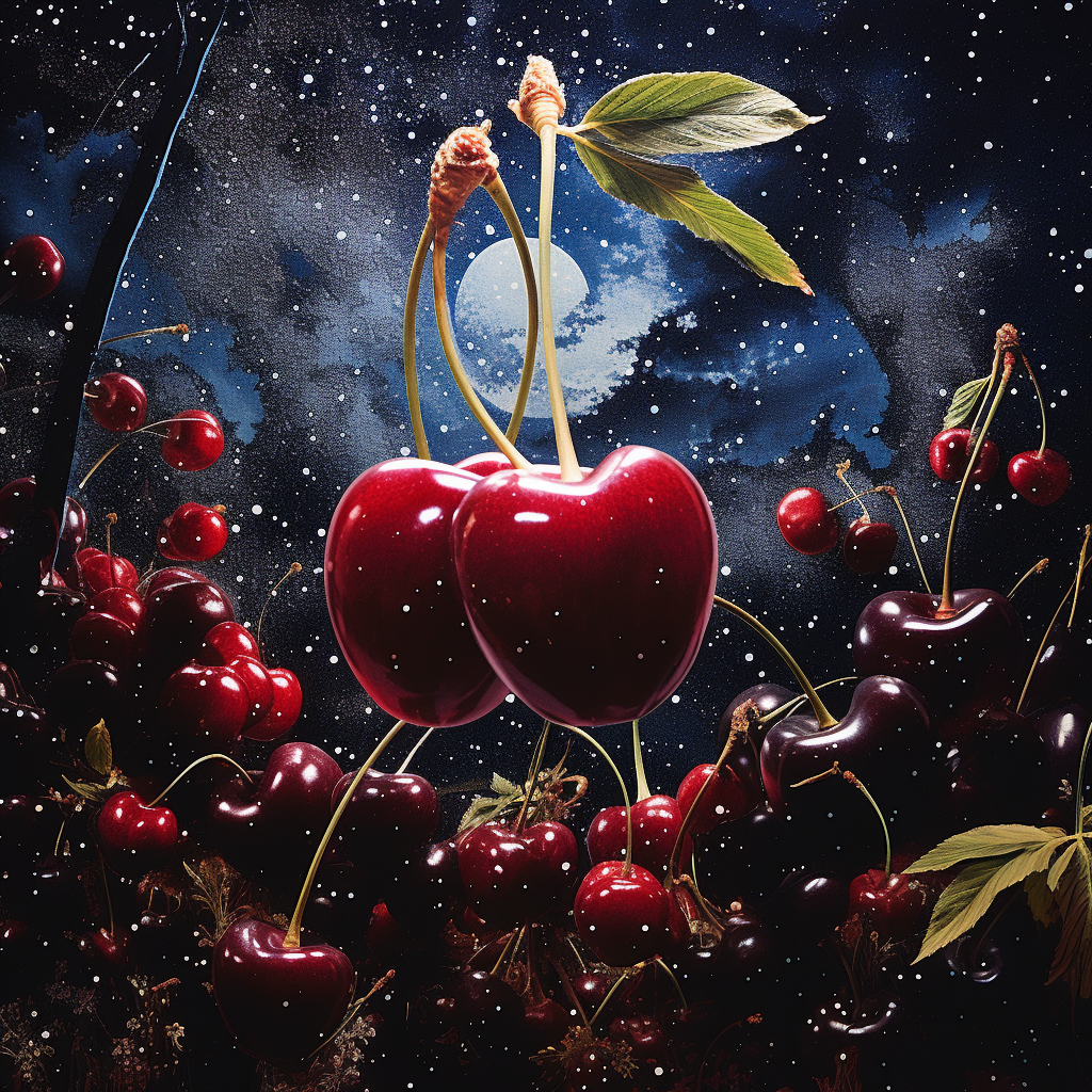 Hyperreal Collage Art with Cherries