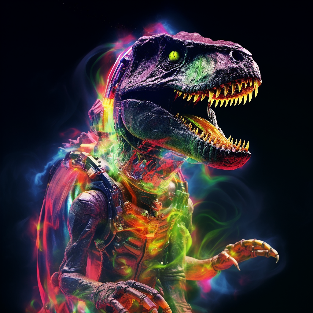 Mystical Cosmic T-Rex in Space