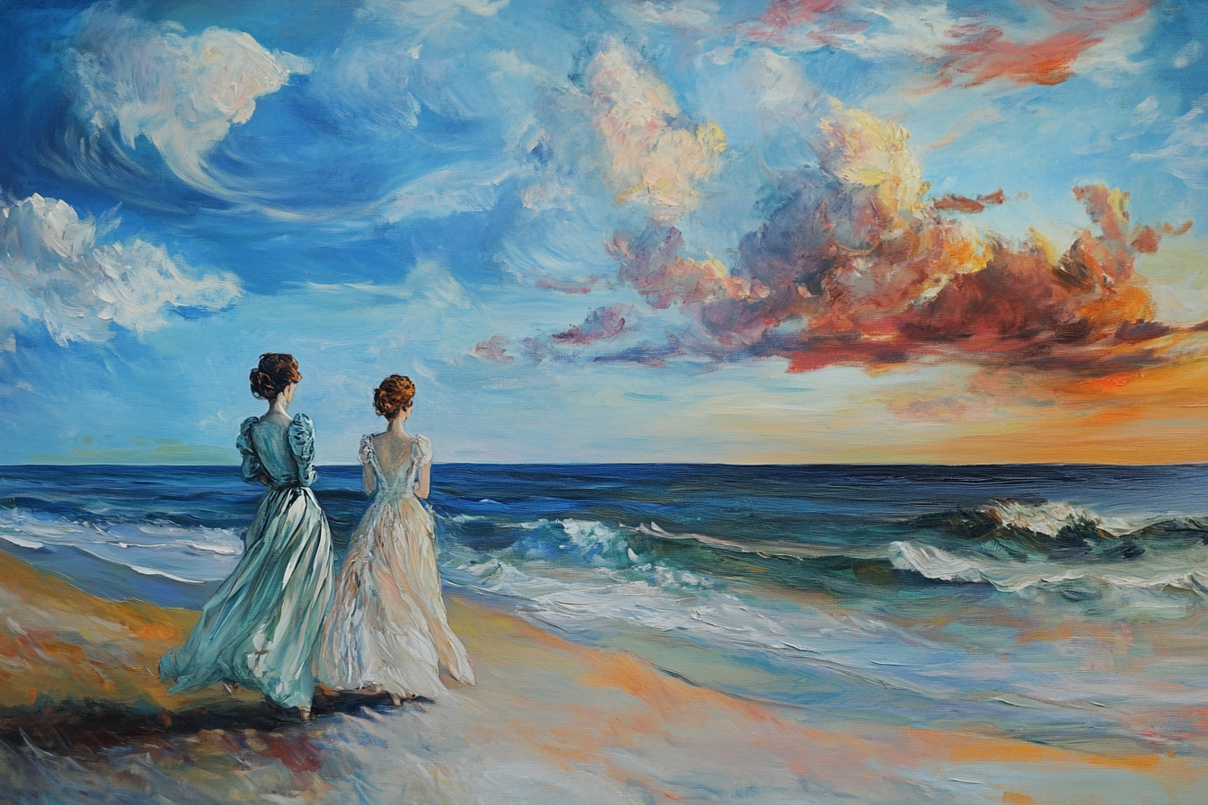 Hyperrealist Coastal Seaside Sunrise Painting