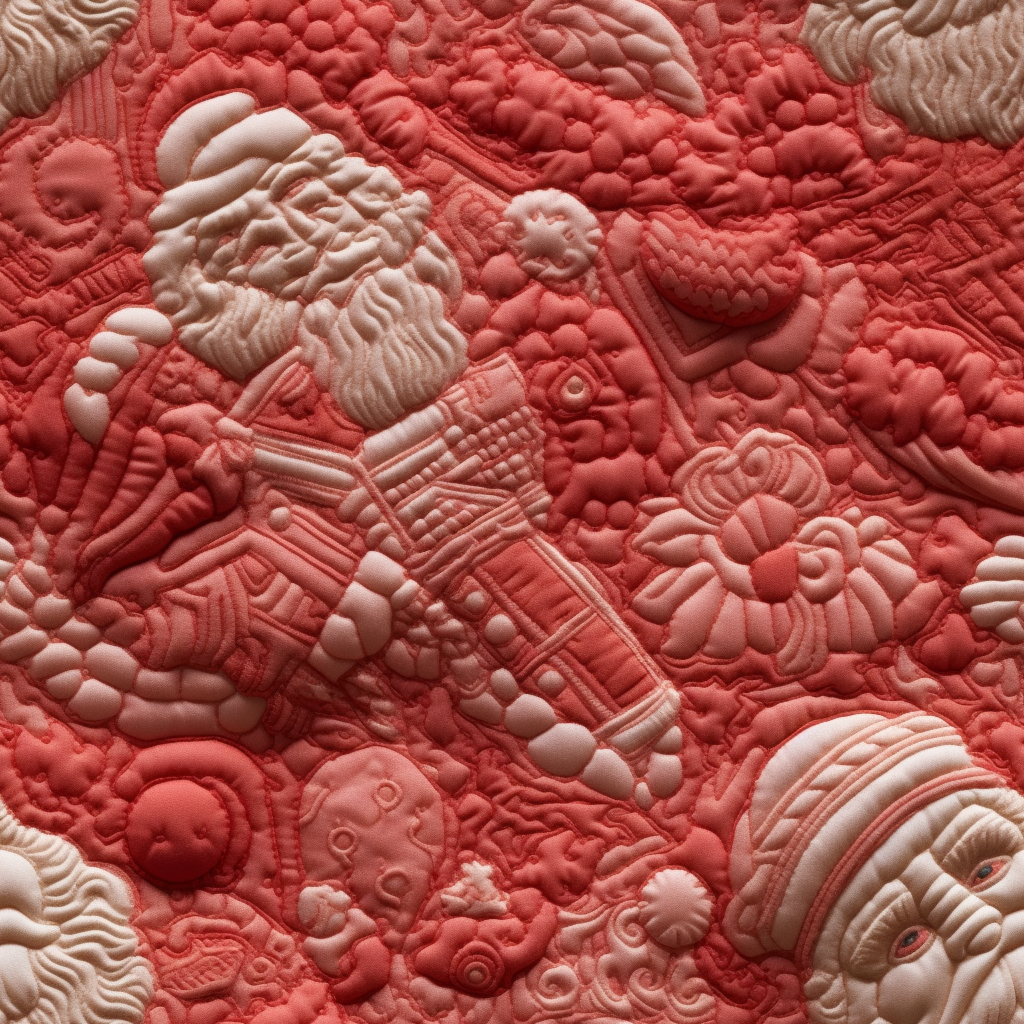 Hyperrealistic Santa Claus Fabric Artwork