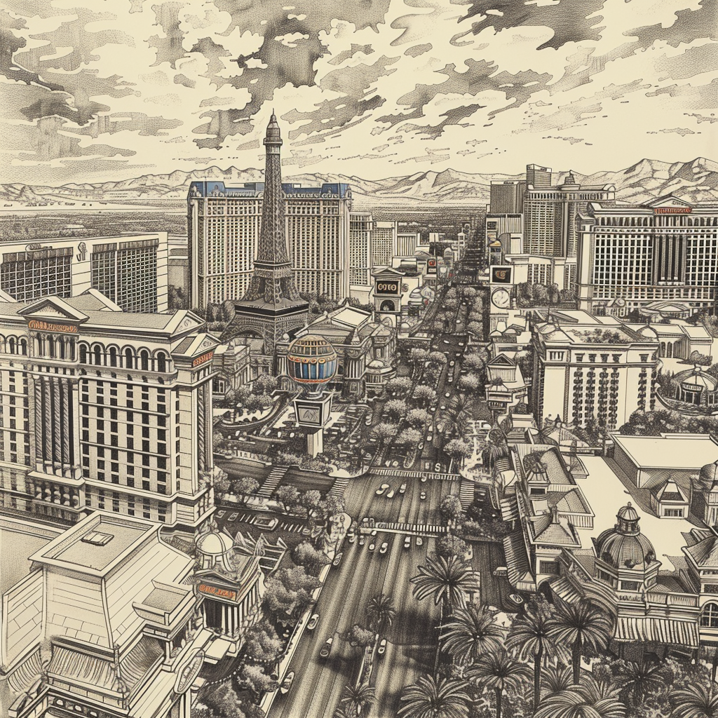 Las Vegas City Sketch Art