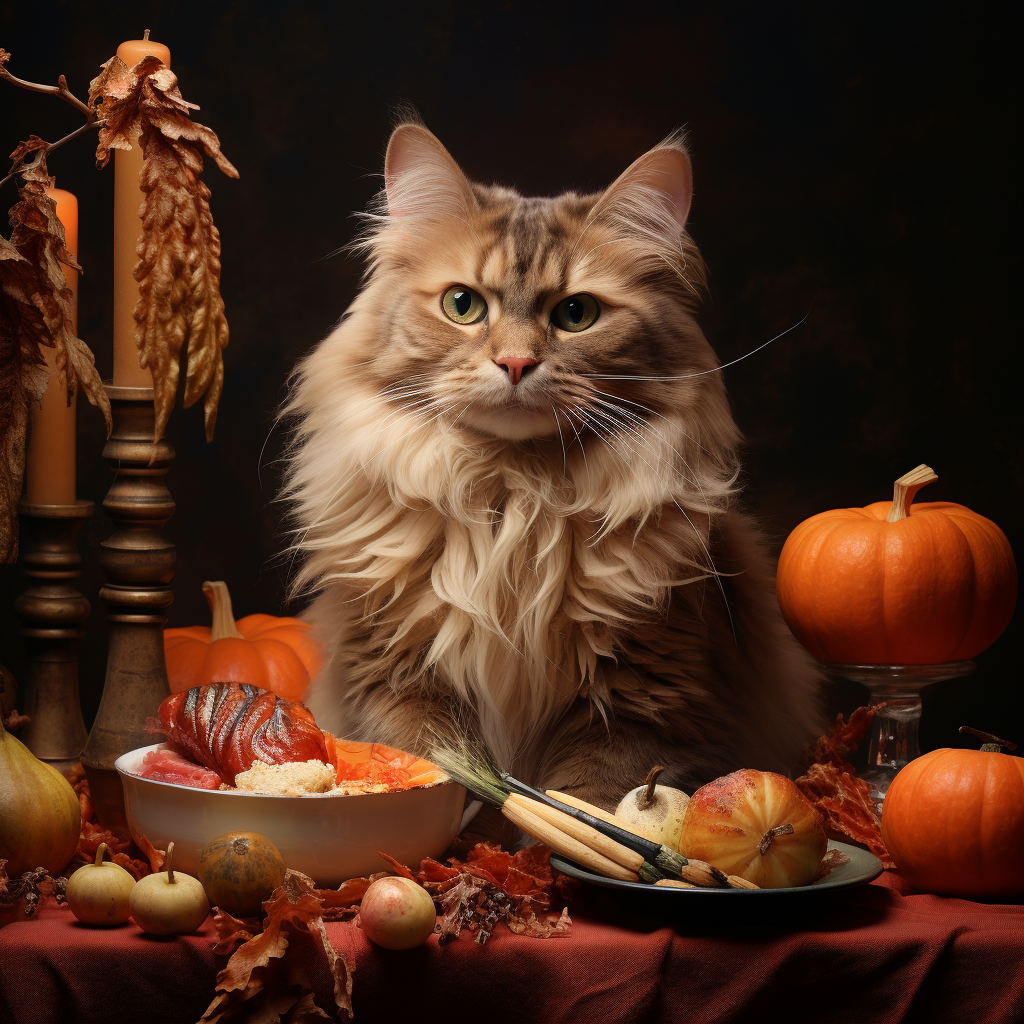 Stunning Hyperrealistic Thanksgiving Cat Artwork