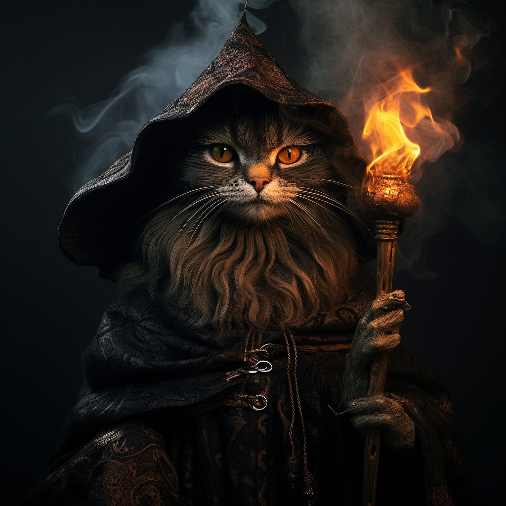 Hyperrealistic witch cat artwork