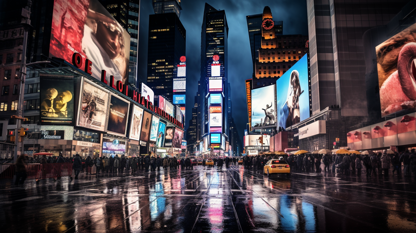 Hyperrealistic view of Times Square