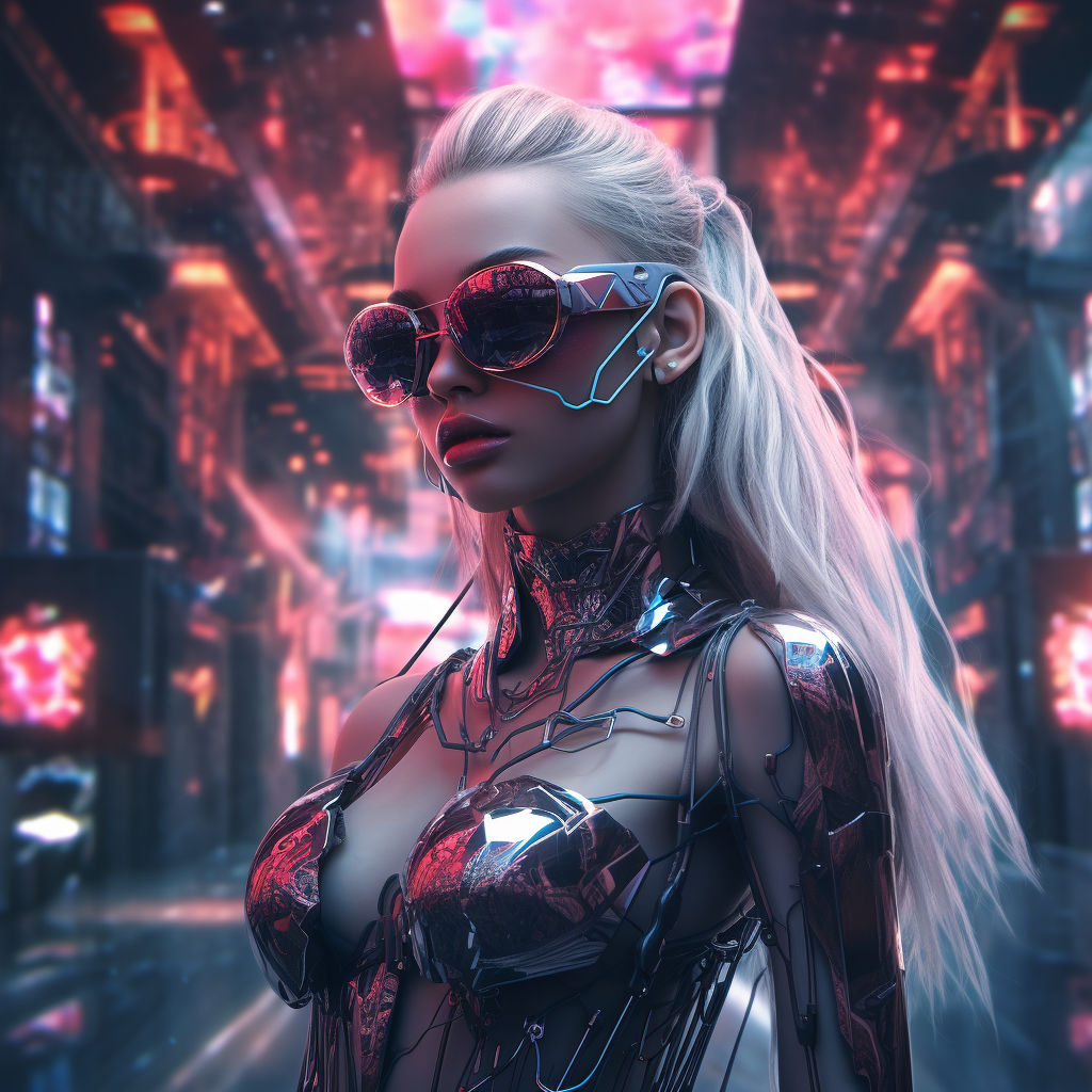 Stunning Woman in Cyberpunk Style