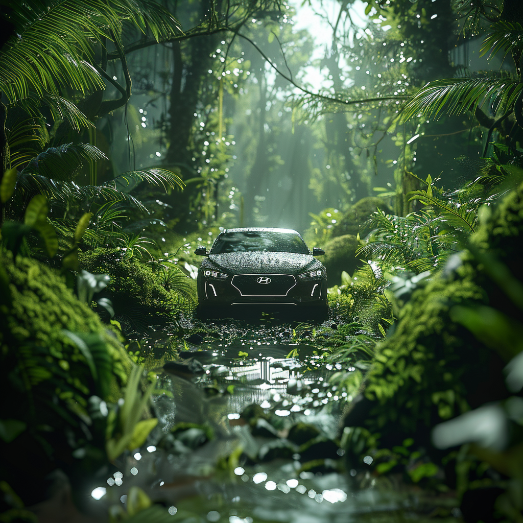 Hyundai Car in Mossy Forest