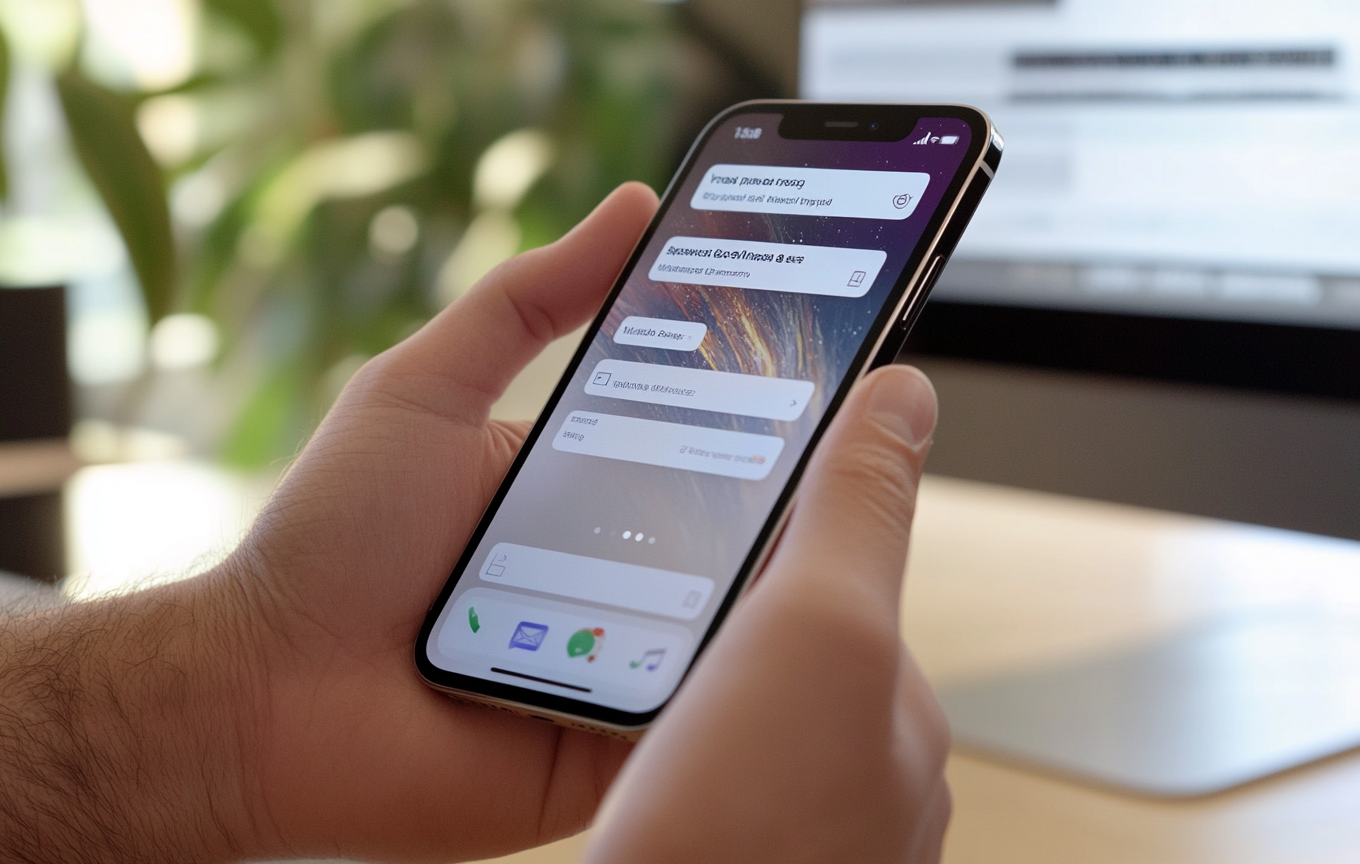 iPhone 15, dropdown element, QuickType bar, hyper realistic.