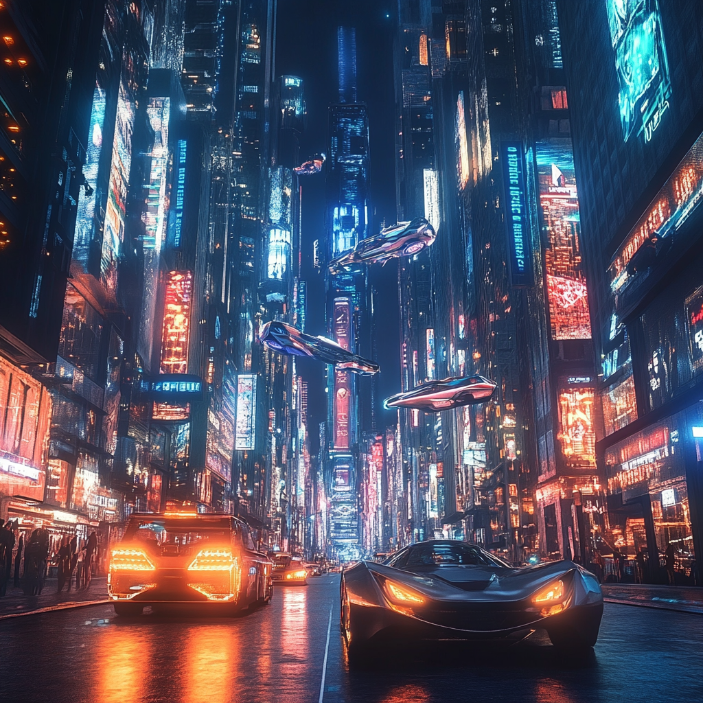 iPhone captures realistic snapshot of neon city street.