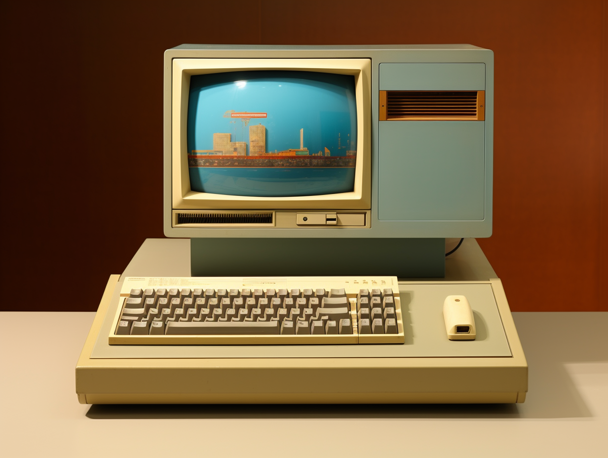 Vintage IBM XT 370 Computer on Office Desk