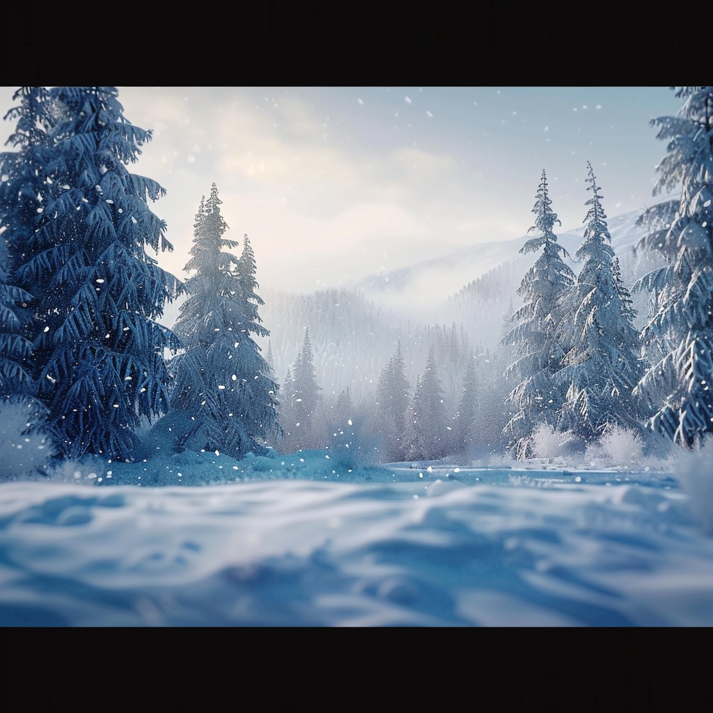 icy blizzard forest backdrop