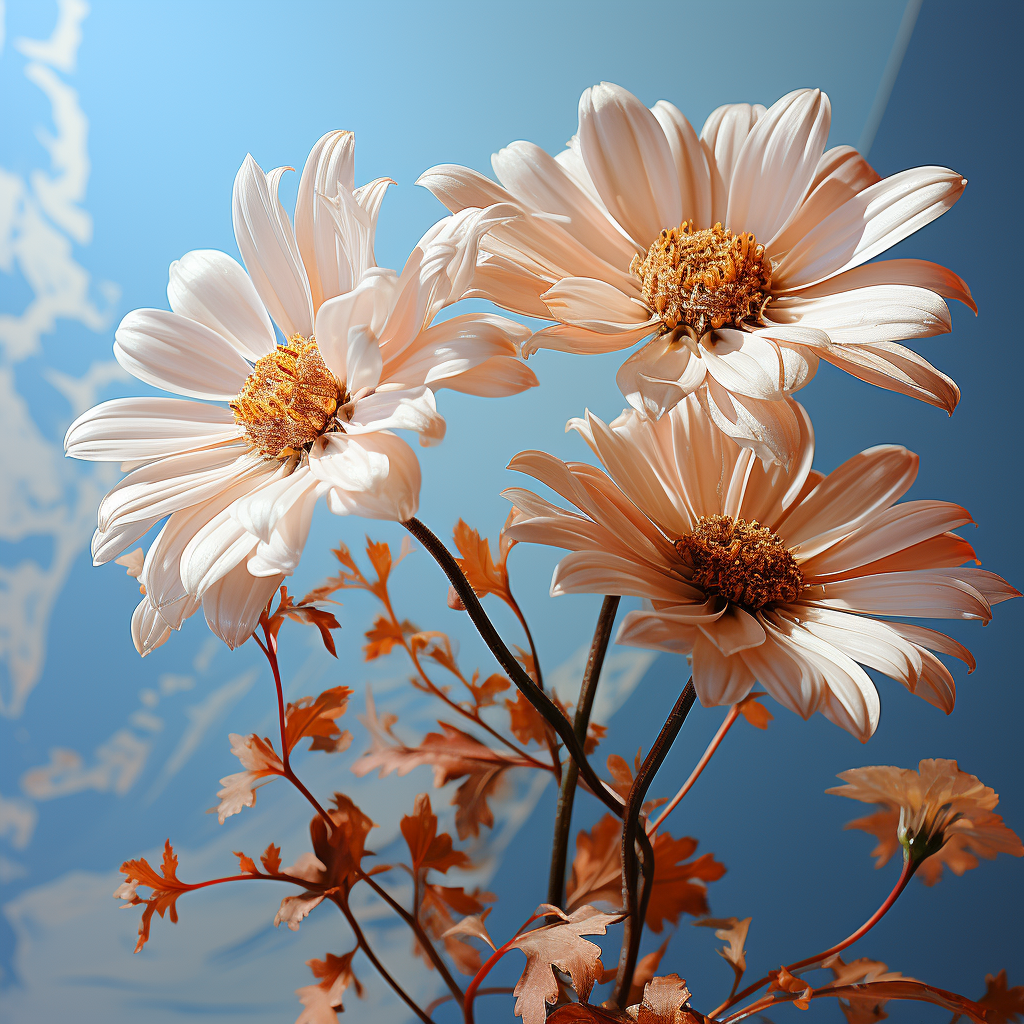 Tranquil ice blue daisy on bright background