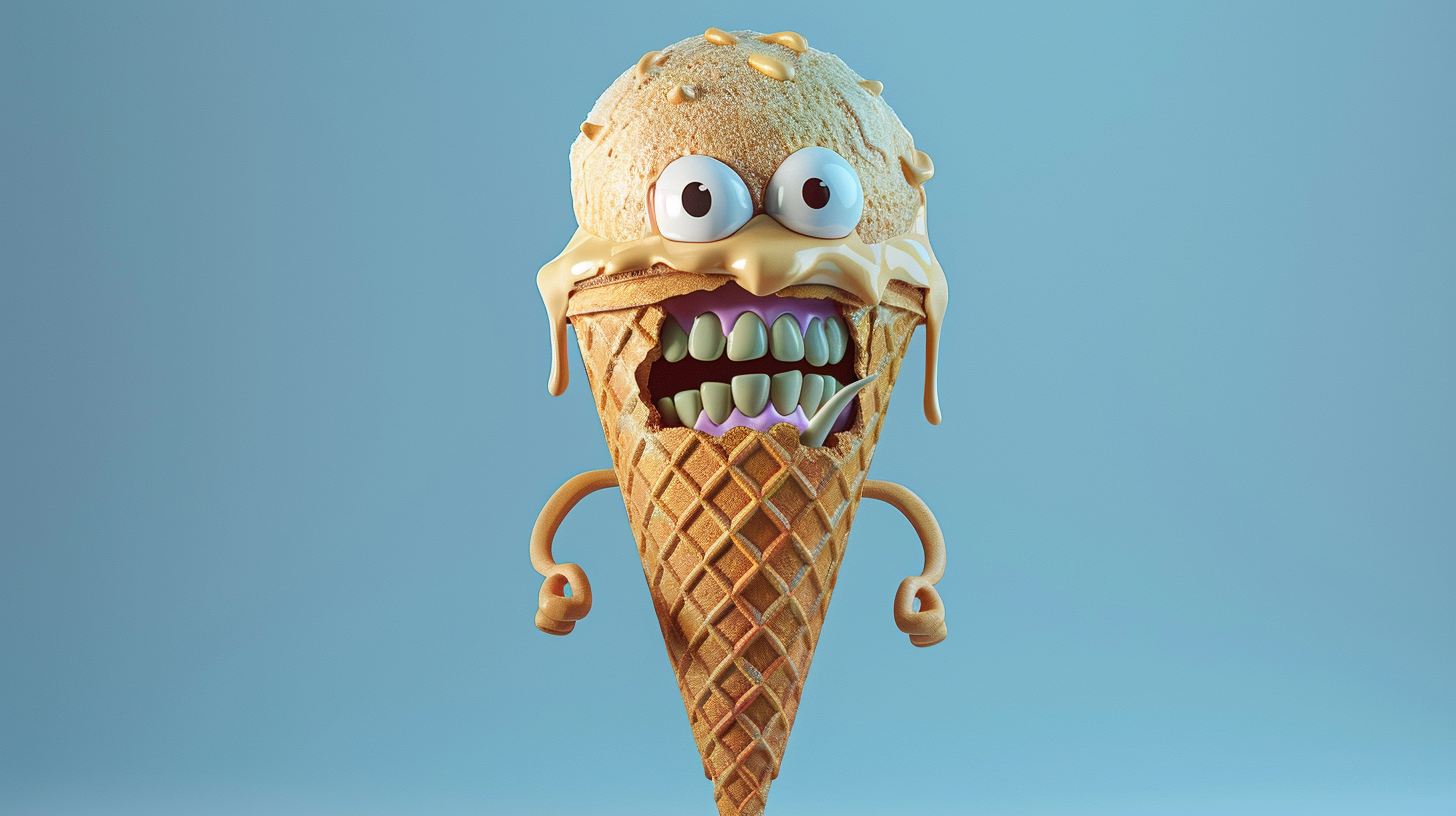 Smirky ice cream cone illustration