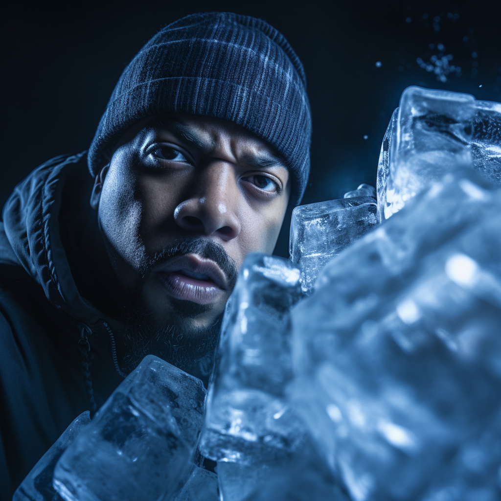 Realistic photograph of an ice cube