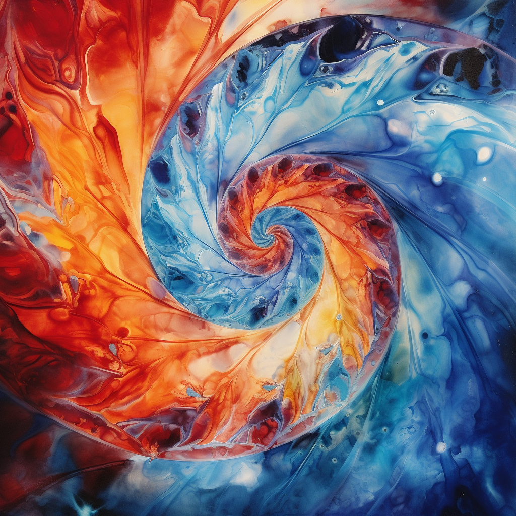 Colorful ice dyed spiral pattern