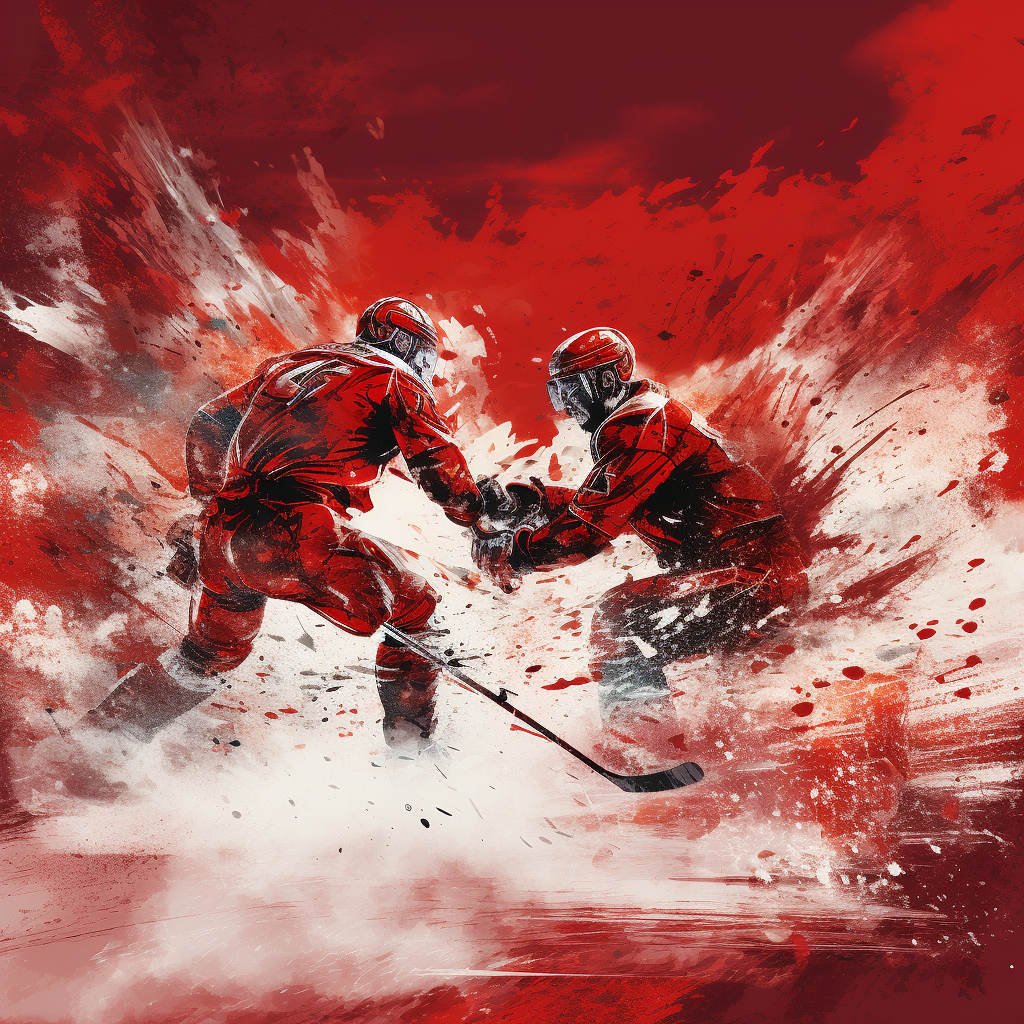 Ice Hockey Match with Red Background