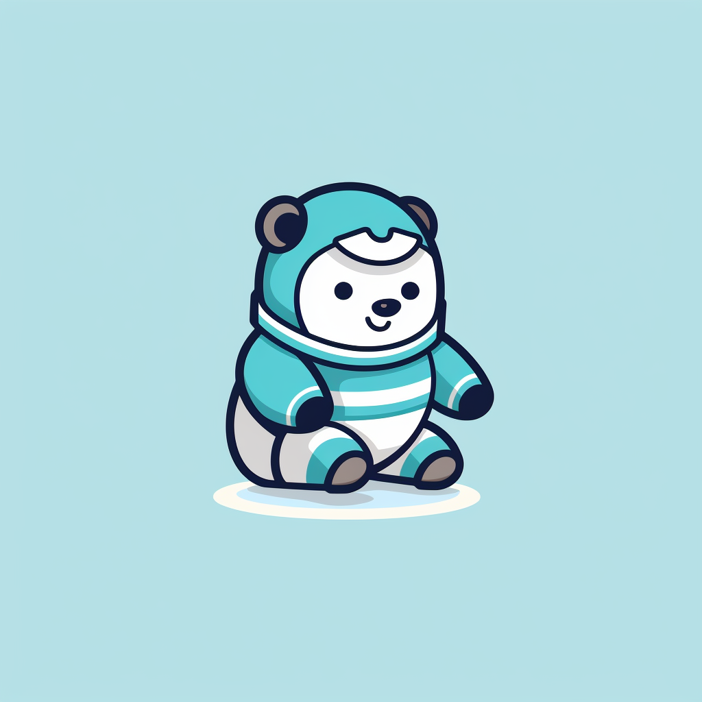 Cute bear ice skating logo