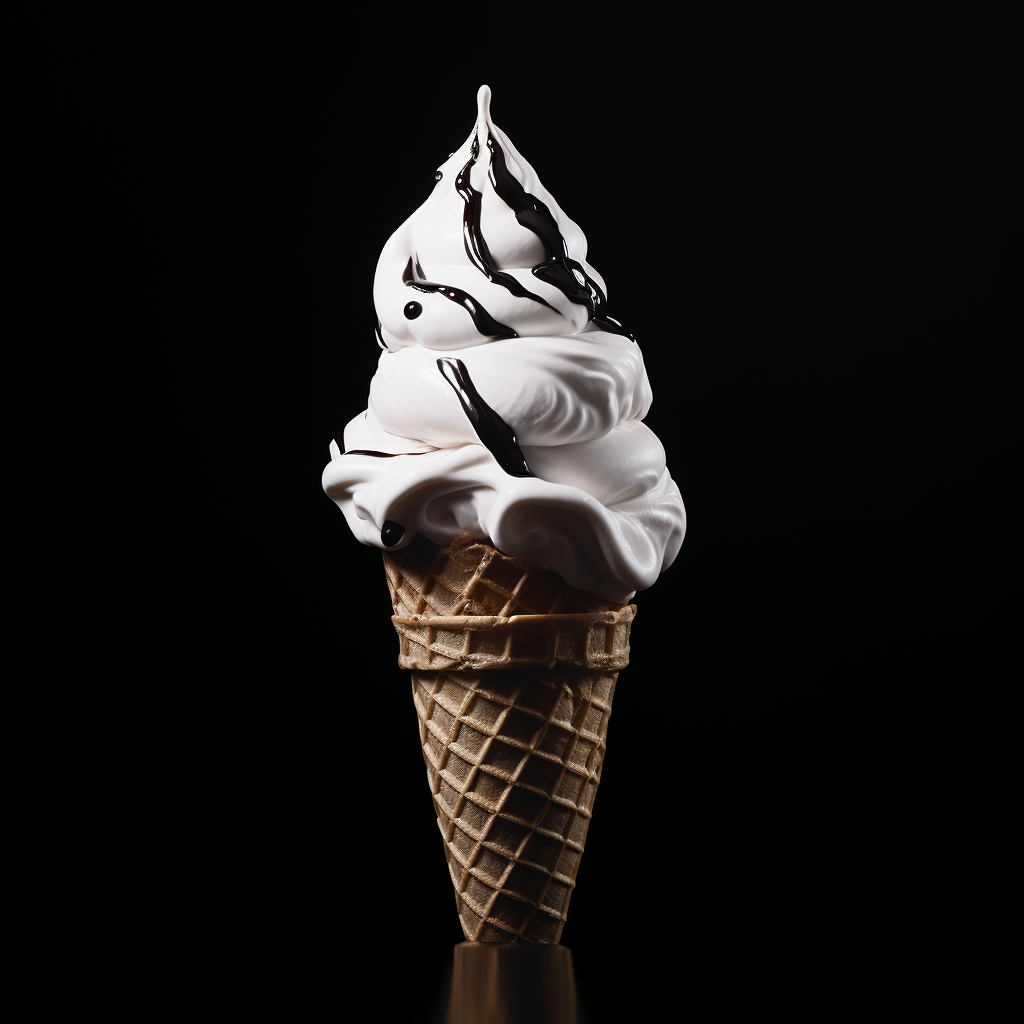 Black and white ice cream cone