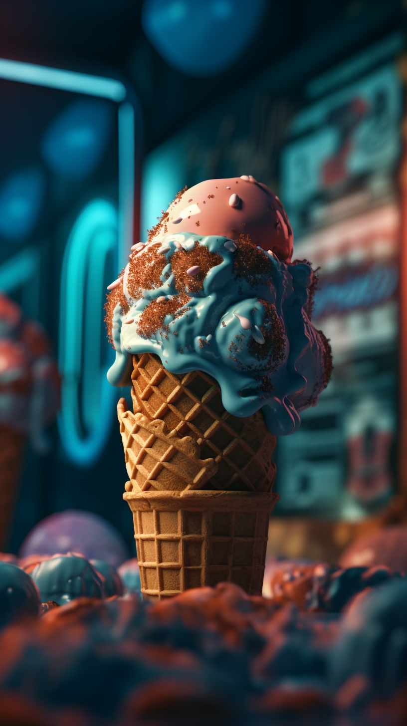 Delicious ice cream in photorealistic detail