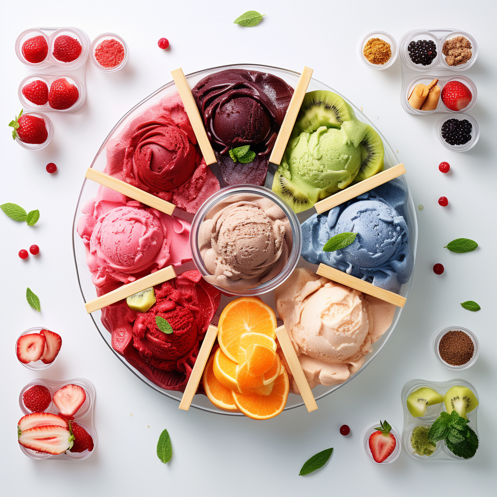 Colorful ice cream product board