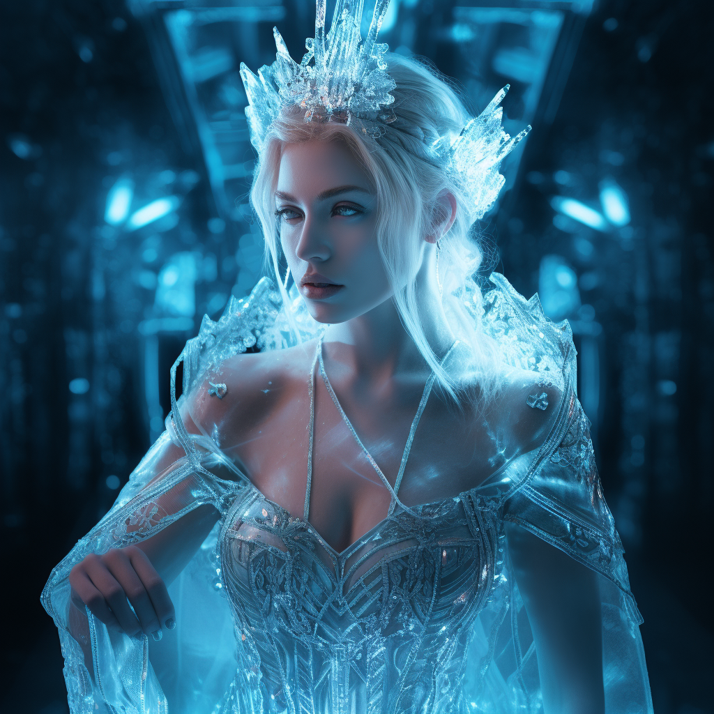 Beautiful Ice Queen in Arctic Palace