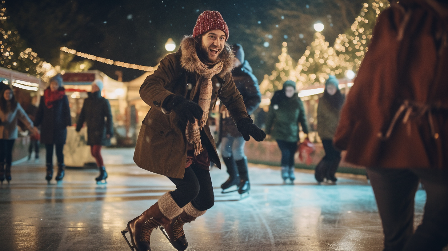 People ice skating during Christmas