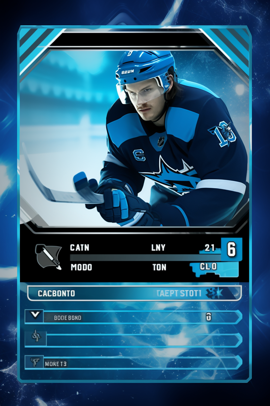 A blue-themed ice sports trading card