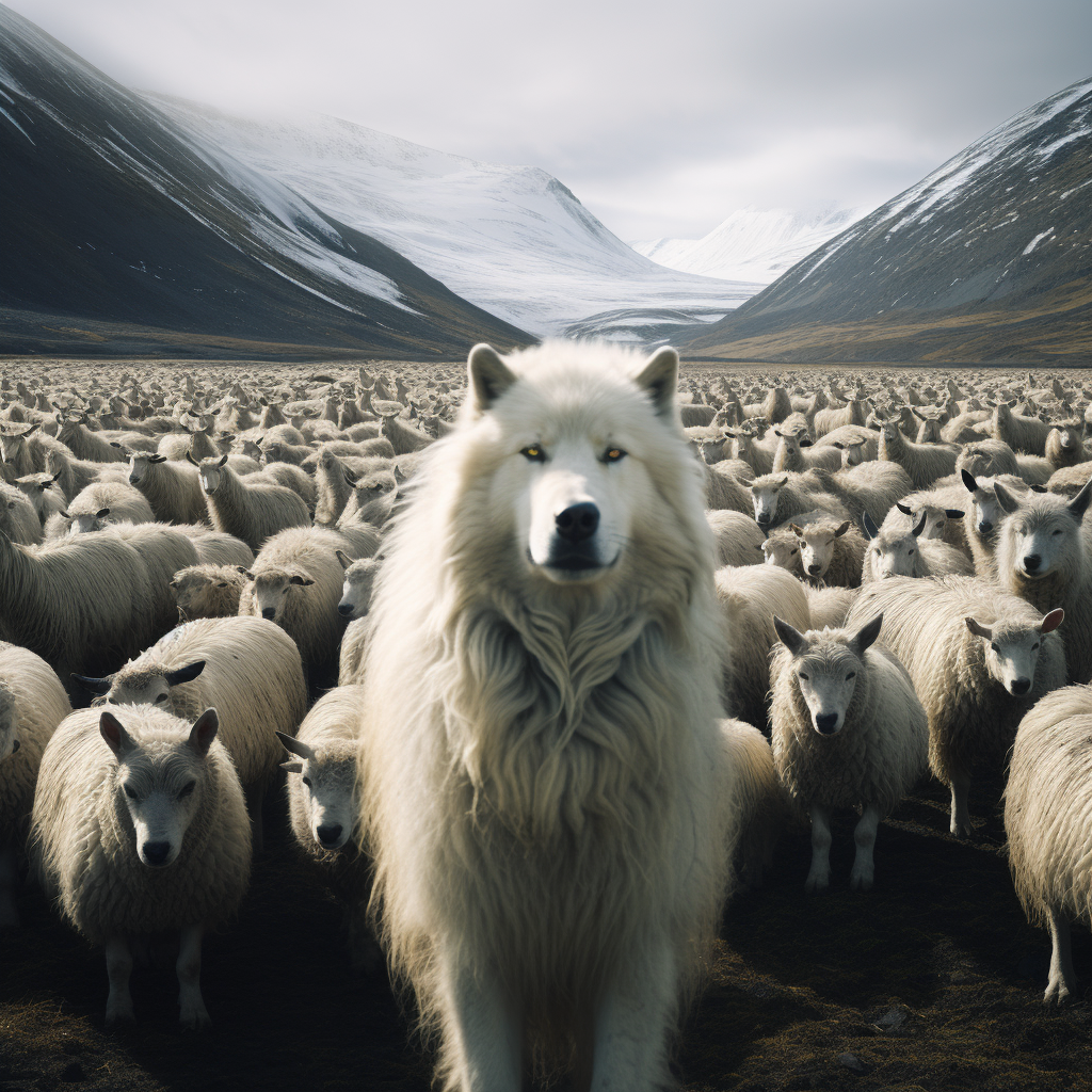 Magnificent wolf pack in Icelandic mountains