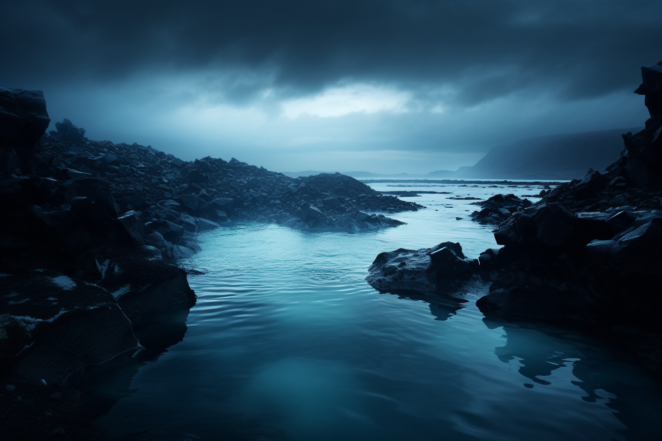 Moody Icelandic Seascape with Obsidian Rocks