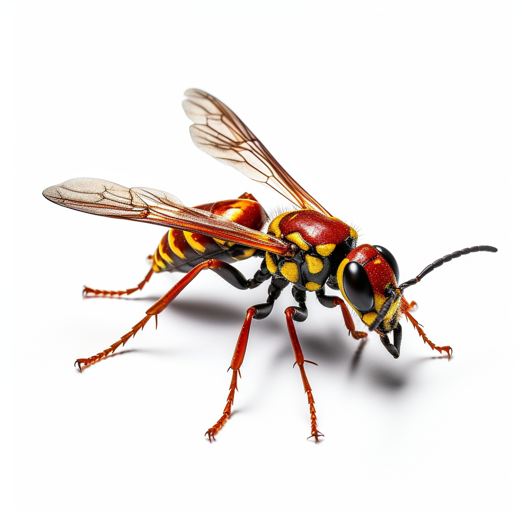 Colorful ichneumon wasp on white background