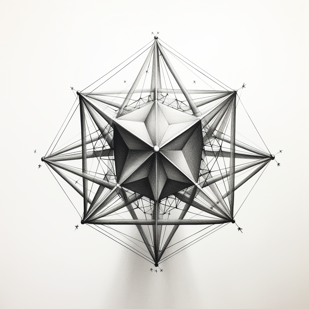 Icosahedron Line Drawing Art