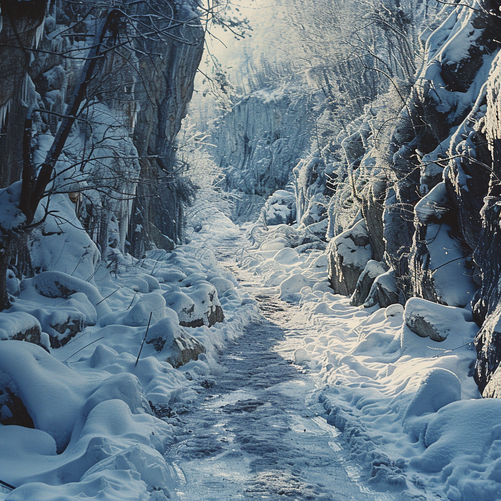 Icy Snowy Mountain Path