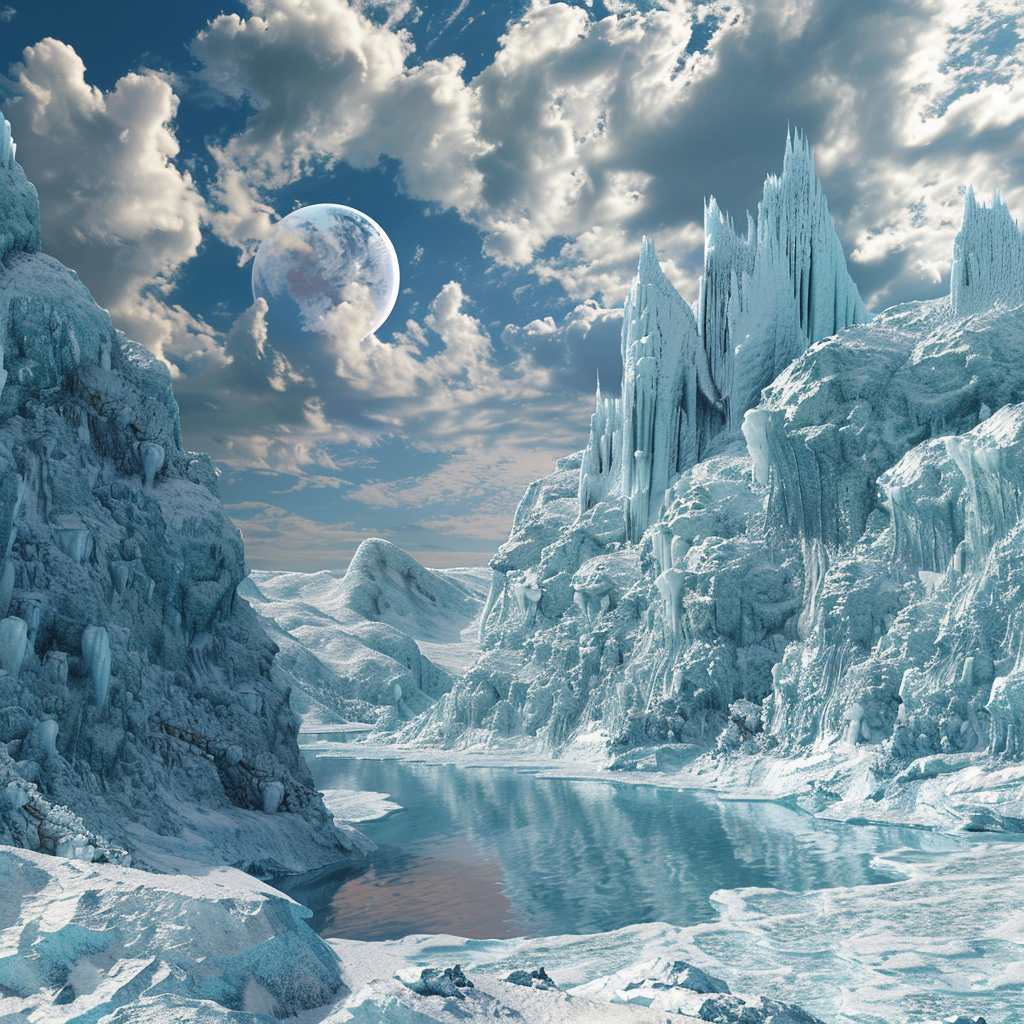 Icy Mountains Landscape View