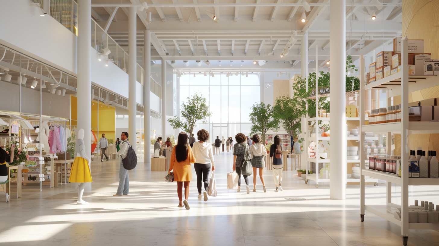 Interior of IKEA Store with People