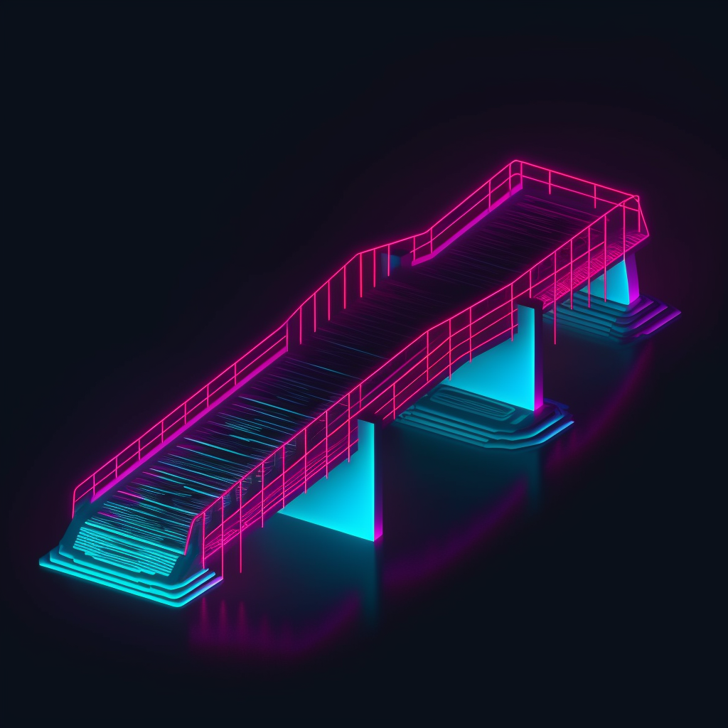 Isometric illustration of illuminated bridge