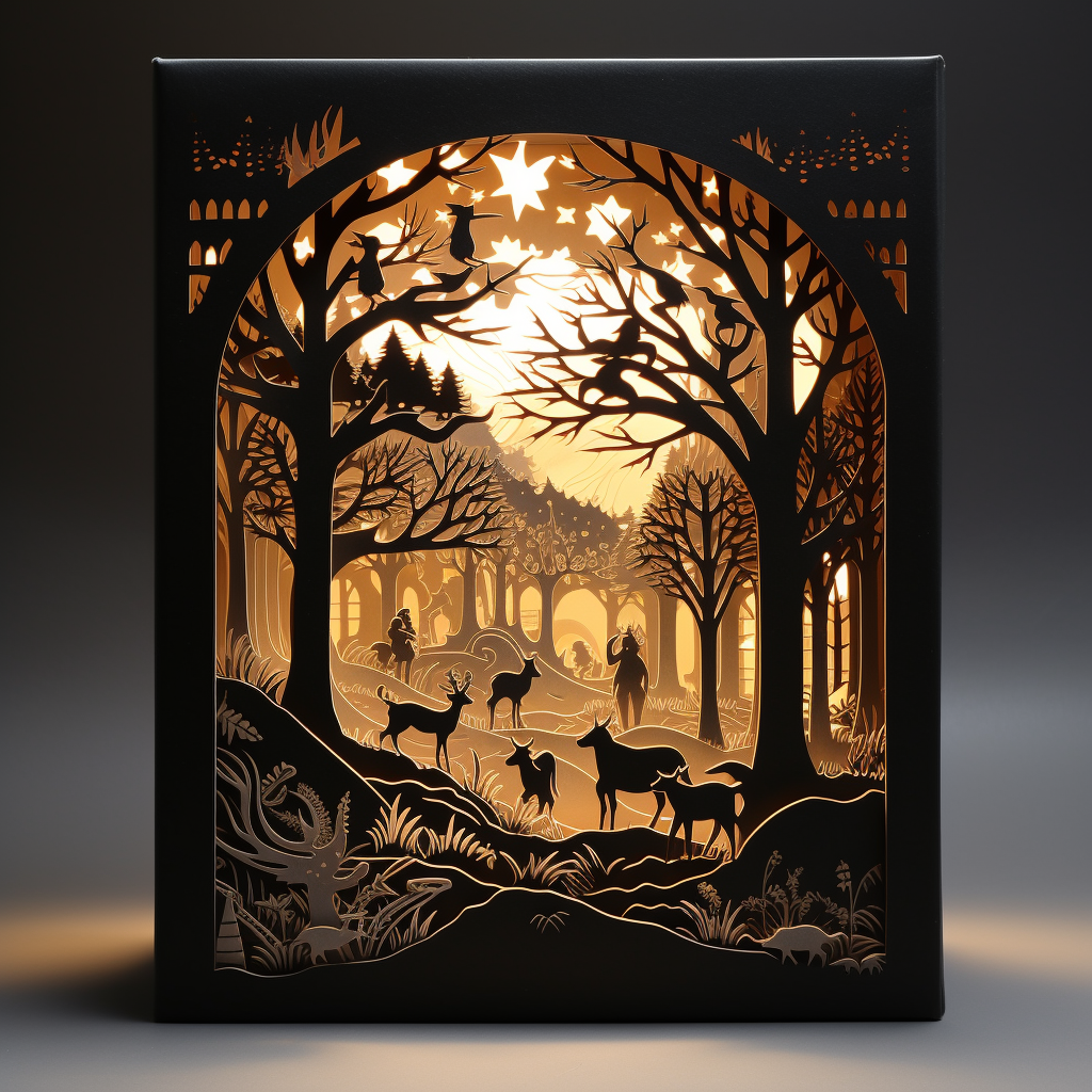 Beautiful illuminated Christmas shadow box decorations