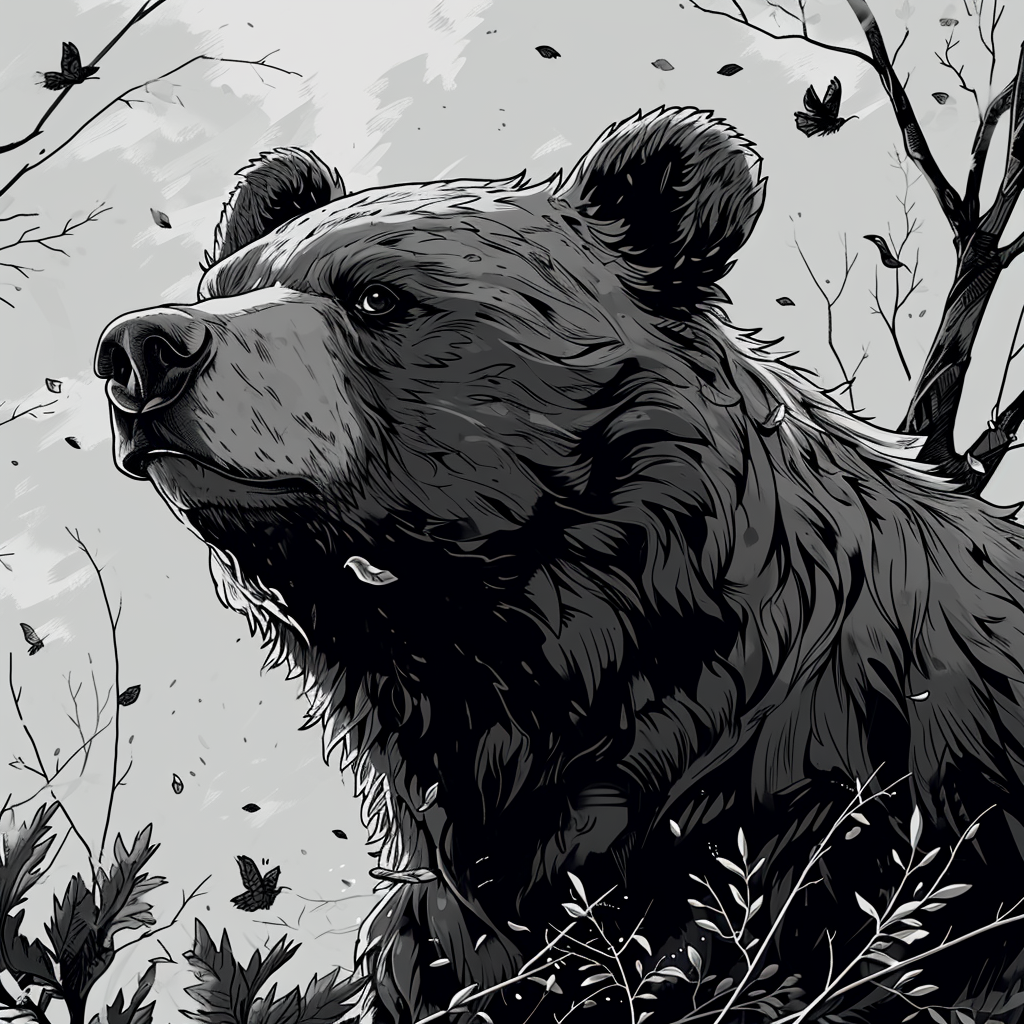 Black and white illustrated bear profile picture